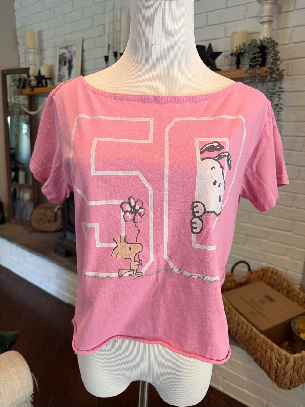 Hollister Snoopy Crop T-Shirt | Size S